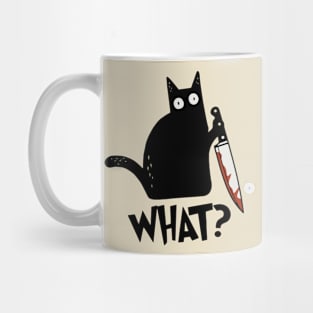 Cat What? Murderous Black Cat With Knife Gift Premium T-Shirt Classic T-Shirt Mug